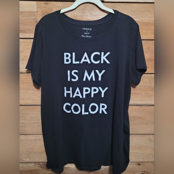 torrid Tops - Torrid Black is My Happy Color Slim Fit  Graphic Tee Women's 2 (2X)